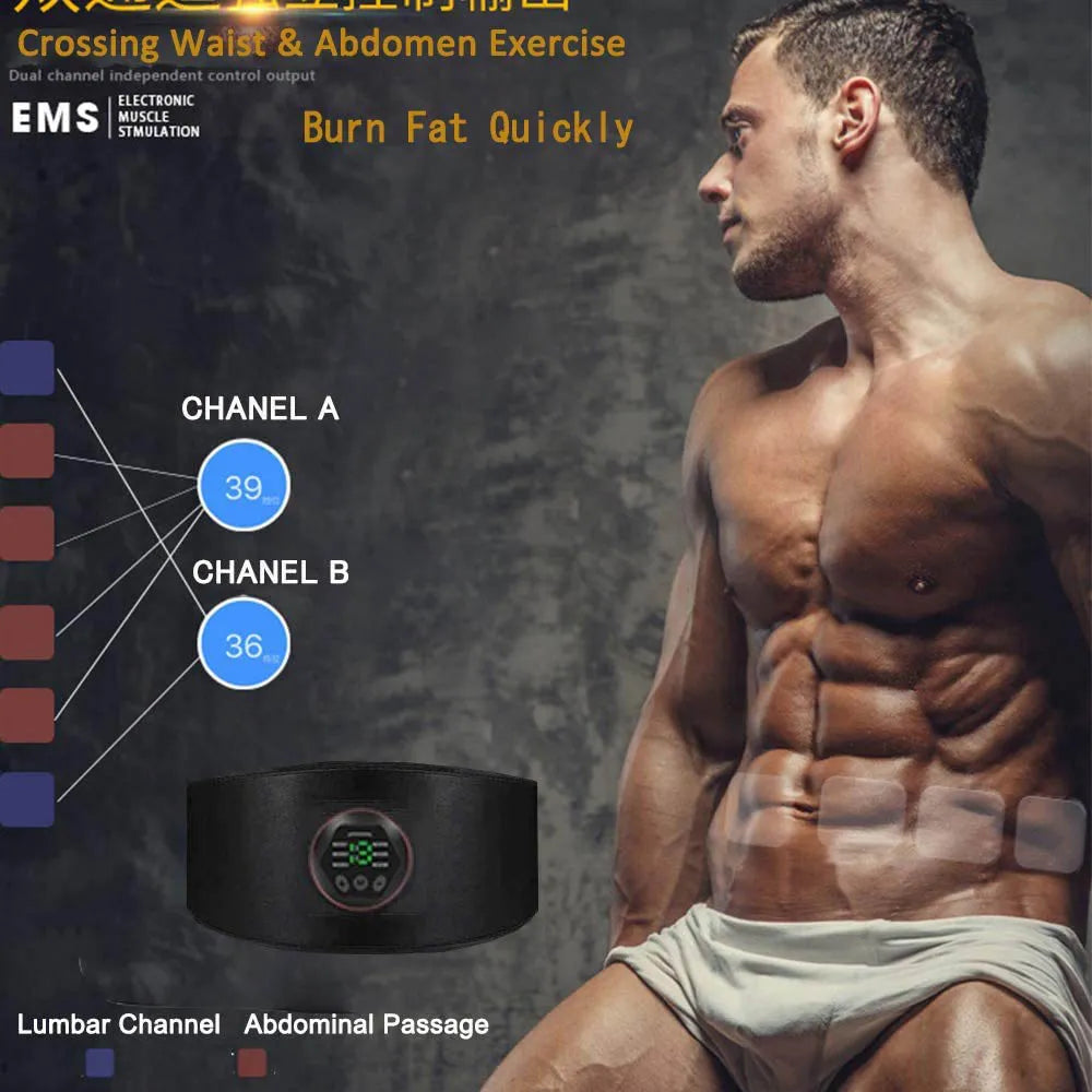 Muscle Stimulation Workout Belt Electric ABS Stimulator Trainer EMS Abdominal Toning Belts Fitness