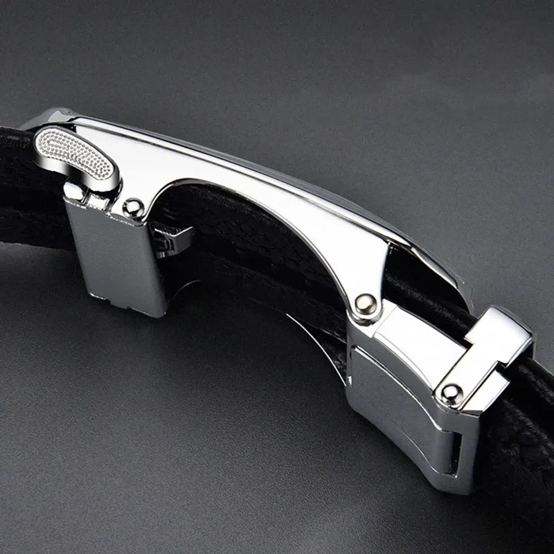 Genuine Leather Belt Metal Alloy Automatic Buckle Brand Luxury Design Waist Belts for Men