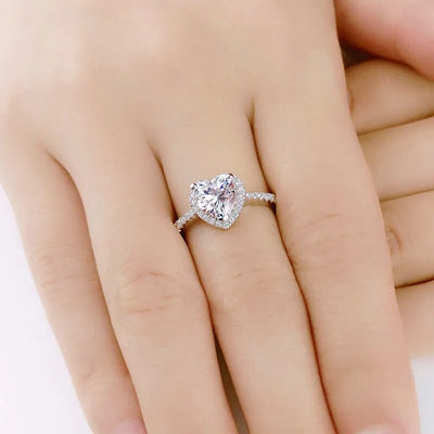 Heart Rings for Women Silver Color Wedding Engagement Bridal Jewelry Cubic Zirconia Stone Elegant Ring