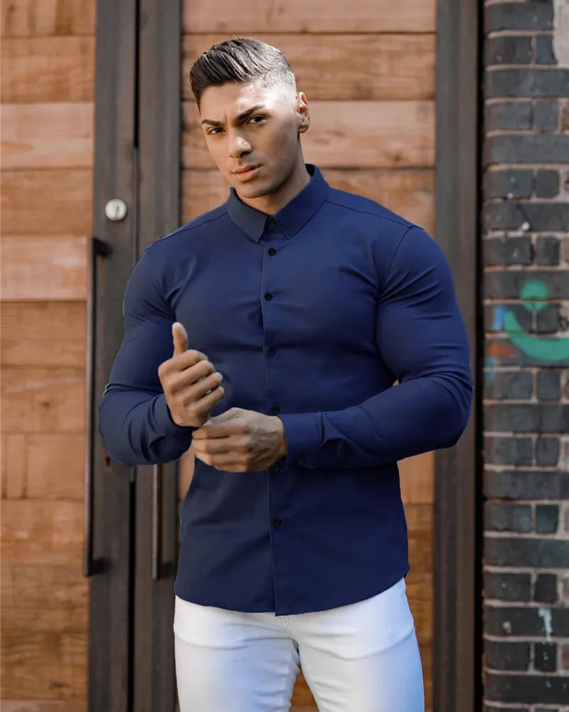 Autumn Fashion Long Sleeve Men's Shirt - Super Slim Fit Casual Business