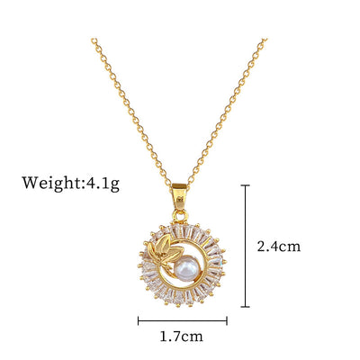 Deck Yourself With Fashion Jewelry Square Full Diamond Personalized Round Ring Leaves Necklace And Earrings Suite