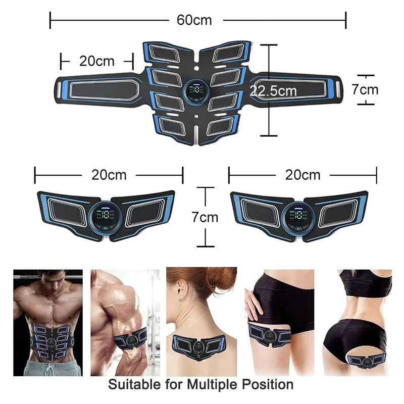 Muscle Stimulator 8 Pad Abs Muscle Toner Electronic Toning Belts Workout Fitness Device USB Rechargeable