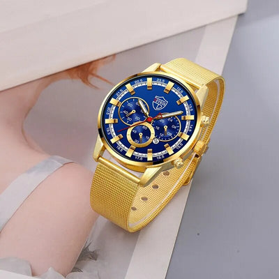  Men's luxury wristwatch set, DEYROS wristwatch and necklace, Luxury men's accessories set, Quartz wristwatch for men, Stylish men's wristwatch and necklace, DEYROS luxury watch and necklace set, Stainless steel men's accessories, Fashionable men's wristwatch and necklace, DEYROS men's jewelry set, Elegant men's wristwatch and necklace combo,