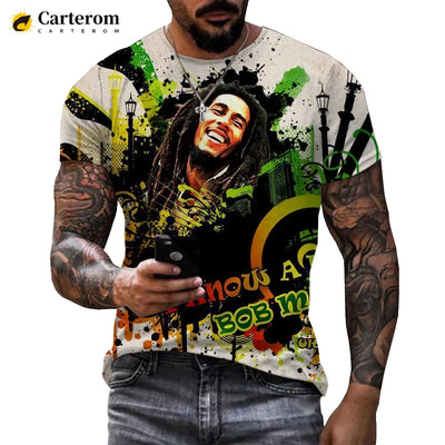 Bob Marley T-shirt: Reggae Music Streetwear, Casual Short Sleeve