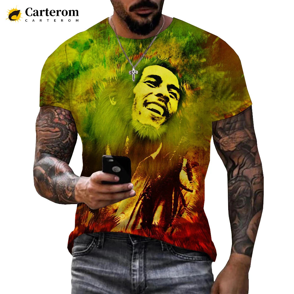 Bob Marley T-shirt: Reggae Music Streetwear, Casual Short Sleeve