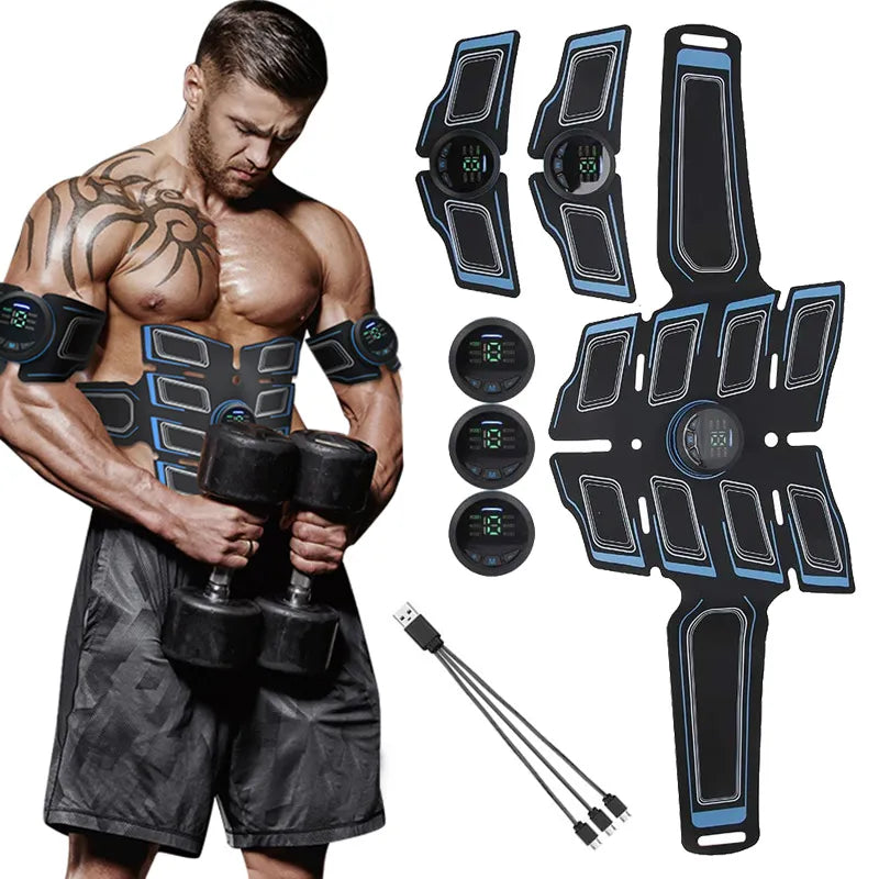 Muscle Stimulator 8 Pad Abs Muscle Toner Electronic Toning Belts Workout Fitness Device USB Rechargeable