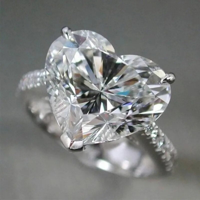 Heart 7 Carat Moissanite Sterling Silver Engagement Rings For Women Wedding Bands Fine Jewelry