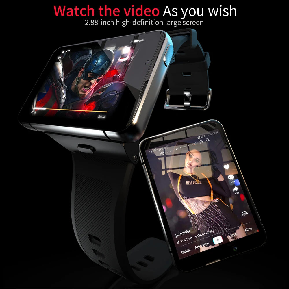 Men 4G Smart Watch Big Screen 2.88'' Dual Cameras Wi-Fi GPS Sports Smartwatch