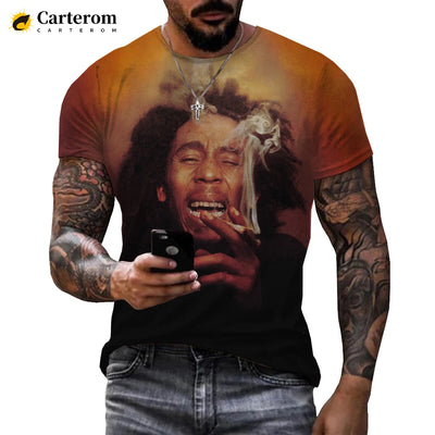 Bob Marley T-shirt: Reggae Music Streetwear, Casual Short Sleeve