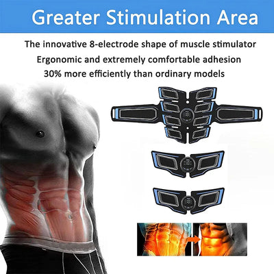 Muscle Stimulator 8 Pad Abs Muscle Toner Electronic Toning Belts Workout Fitness Device USB Rechargeable