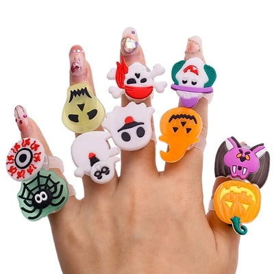 10/50Pcs Halloween Luminous Rings Creative Pumpkin Ghost Skull LED  for Children Finger Rings Toys Lights Jewelry Party Gifts