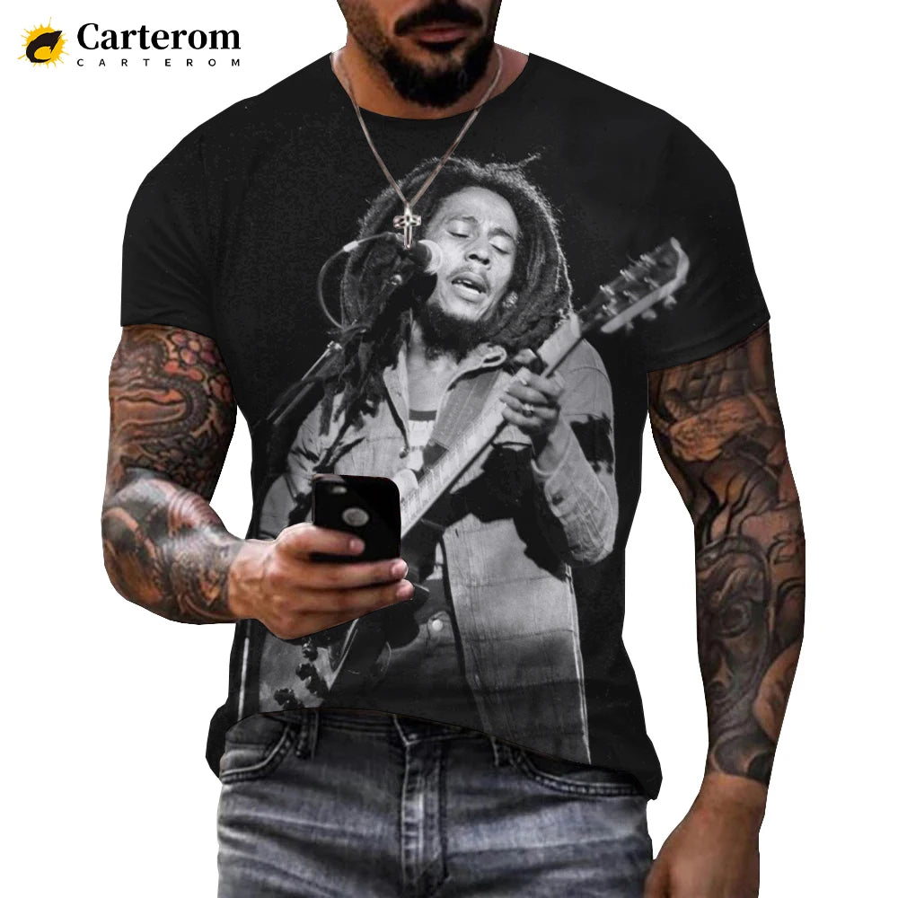 Bob Marley T-shirt: Reggae Music Streetwear, Casual Short Sleeve