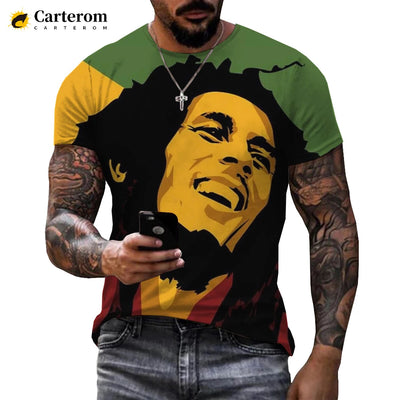 Bob Marley T-shirt: Reggae Music Streetwear, Casual Short Sleeve