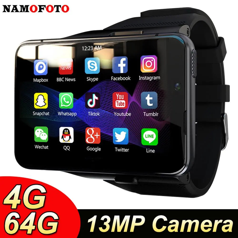 Men 4G Smart Watch Big Screen 2.88'' Dual Cameras Wi-Fi GPS Sports Smartwatch