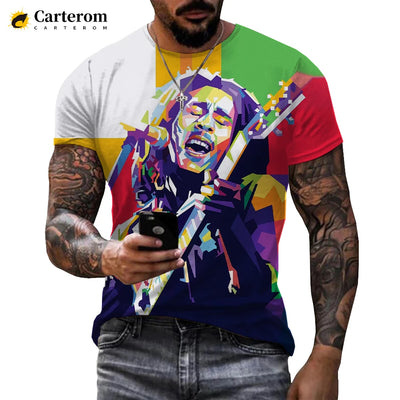 Bob Marley T-shirt: Reggae Music Streetwear, Casual Short Sleeve