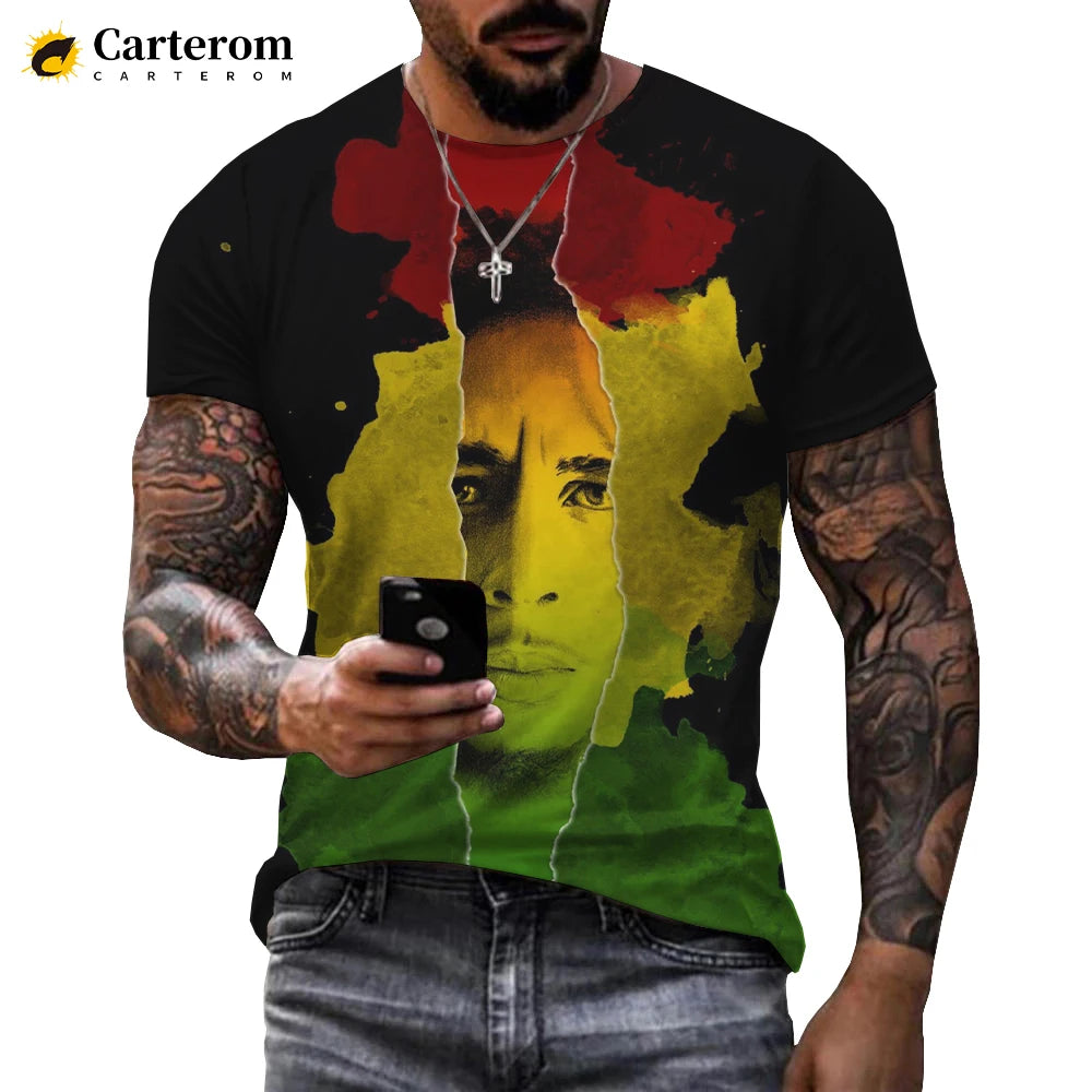 Bob Marley T-shirt: Reggae Music Streetwear, Casual Short Sleeve