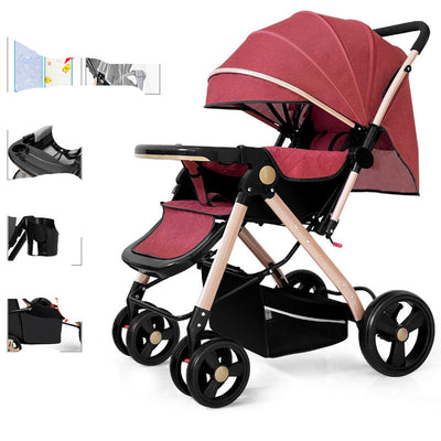 Safety Baby Strollers Can Sit Or Lie Down & Fold Lightly To Absorb Shock