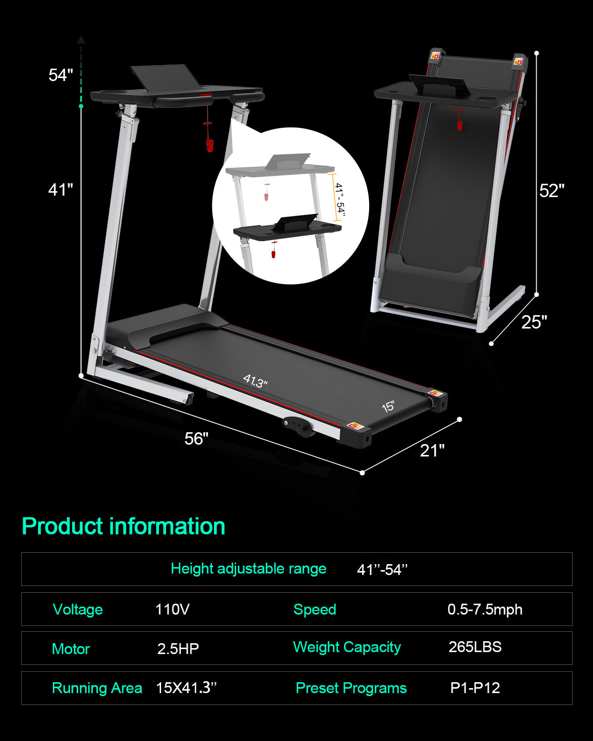 Walking Pad Under Desk Treadmill For Home Office Walking Running Remote Control Batteries