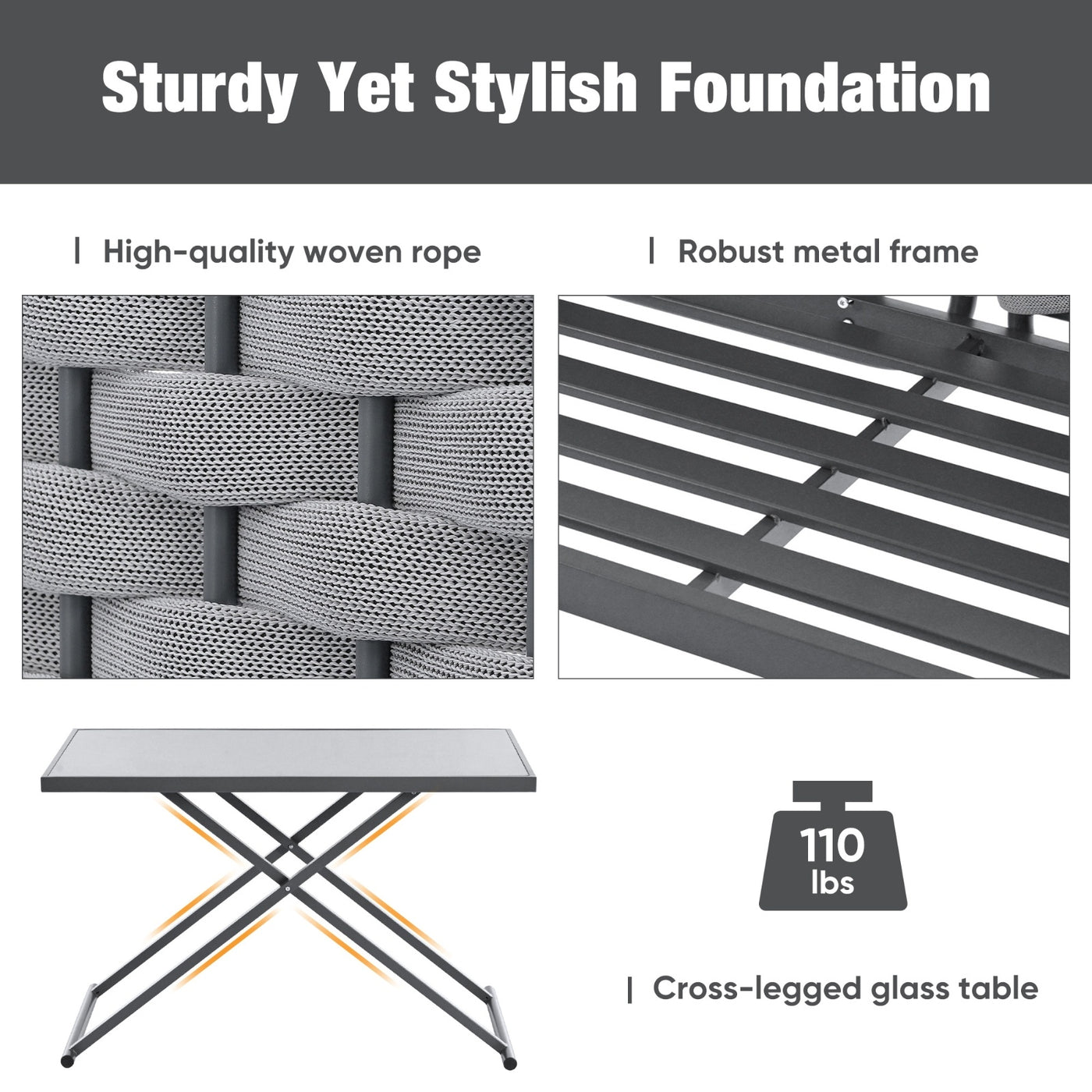 The Elegantic Furniture Set With Glass Table And TOPMAX 5-Piece Modern Patio Sectional Sofa Set Outdoor Woven Rope