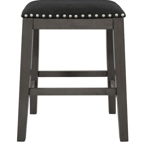 TOPMAX 5 Pieces Counter Height Rustic Farmhouse Dining Room Wooden Bar Table Set With 2 Stools And 2 Chairs, Gray