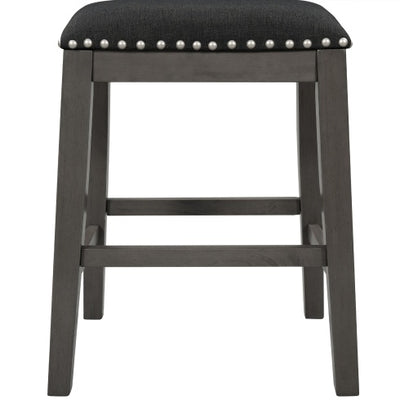 TOPMAX 5 Pieces Counter Height Rustic Farmhouse Dining Room Wooden Bar Table Set With 2 Stools And 2 Chairs, Gray