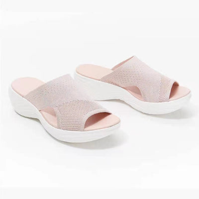 Women's Casual Flying Woven Upper Polyurethane Platform Sandals And Slippers