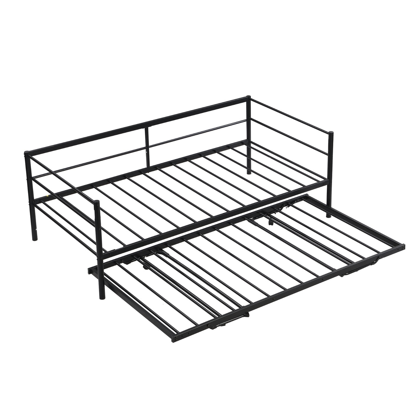The Fabulous Twin Size Metal Daybed With Adjustable Trundle Up Trundle, Black