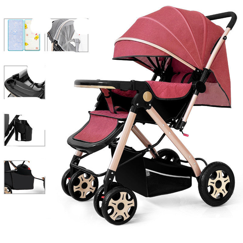 Safety Baby Strollers Can Sit Or Lie Down & Fold Lightly To Absorb Shock