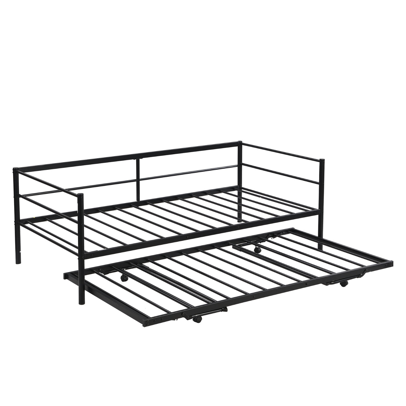 The Fabulous Twin Size Metal Daybed With Adjustable Trundle Up Trundle, Black