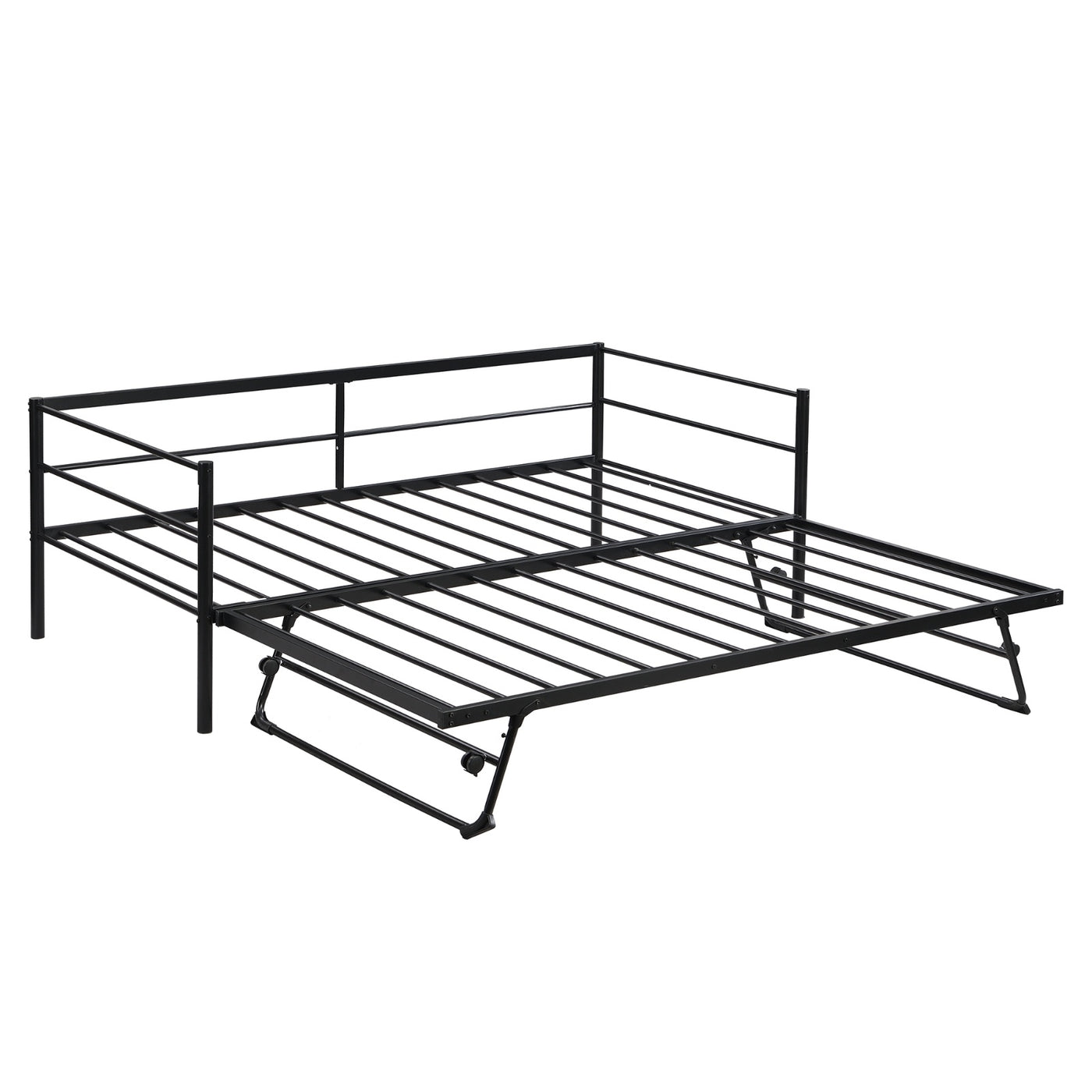 The Fabulous Twin Size Metal Daybed With Adjustable Trundle Up Trundle, Black