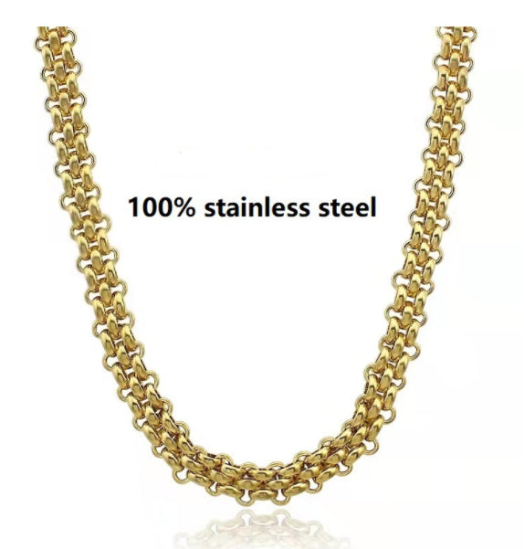 Male And Female Hip-hop Stainless Steel Flat Neck Chains