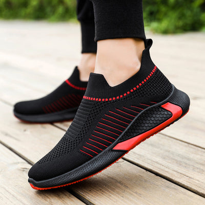 Men's Fashion Lightweight Mesh Sock Shoes With Striped Design Outdoor Sports Shoes