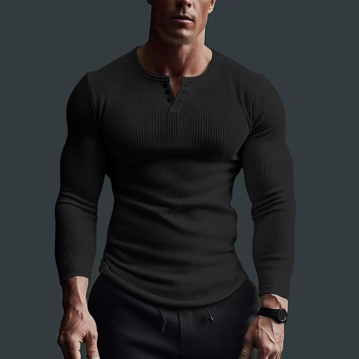 Top Notch Men's Long Sleeve High Quality Elastic Bottoming Shirt