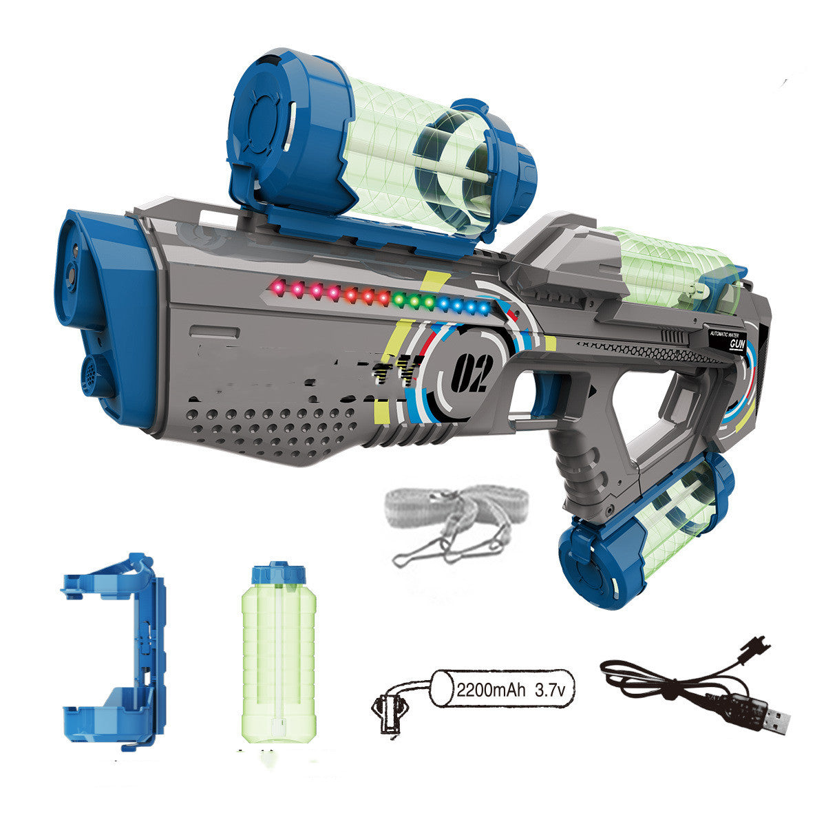 Automatic Rechargeable Water Gun: Continuous Firing, Lights, Kids Party Toy