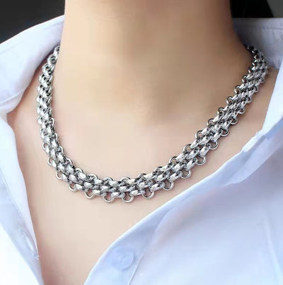 Male And Female Hip-hop Stainless Steel Flat Neck Chains