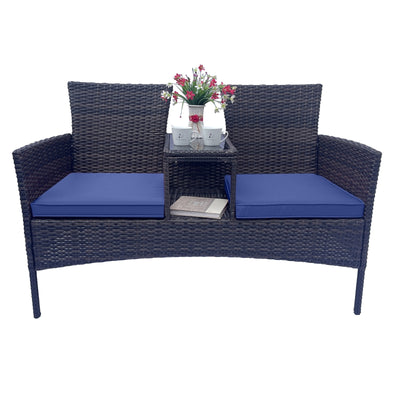 Outdoor Furniture Set With Removable Cushions & Table, Temp - Wicker Patio Conversation Furniture Set,